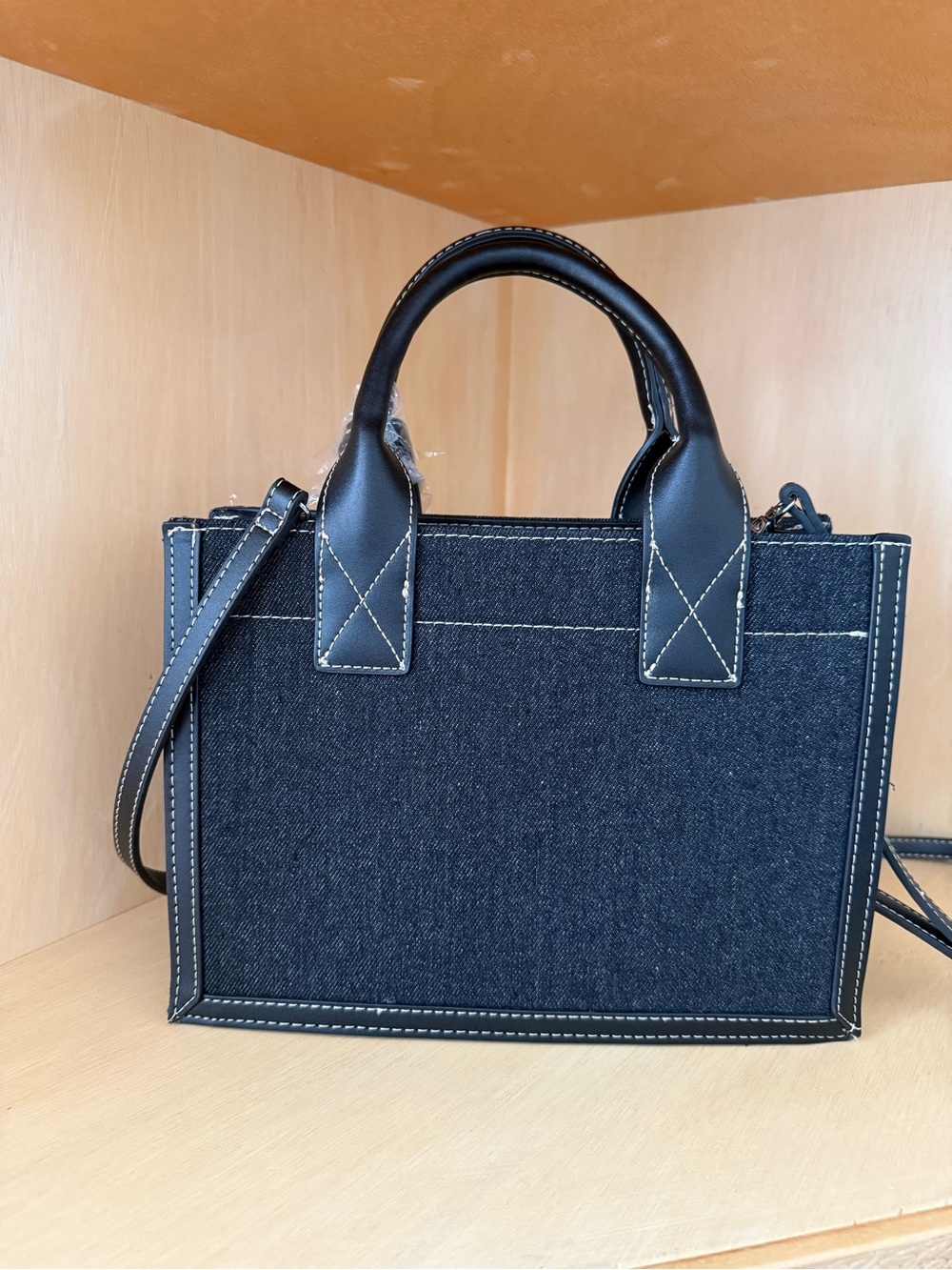 True Religion Black Denim Mini Tote Crossbody Bag Embroidered Horseshoe NWT - Picture 2 of 6